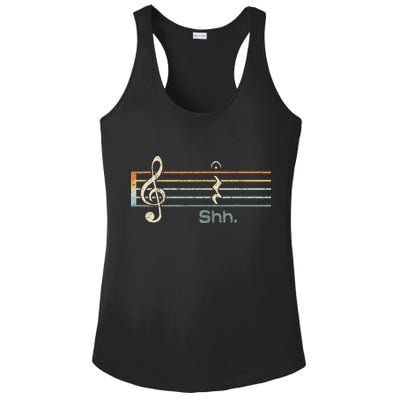 Funny Music Shh Quarter Rest And Fermata Notation Musician Ladies PosiCharge Competitor Racerback Tank