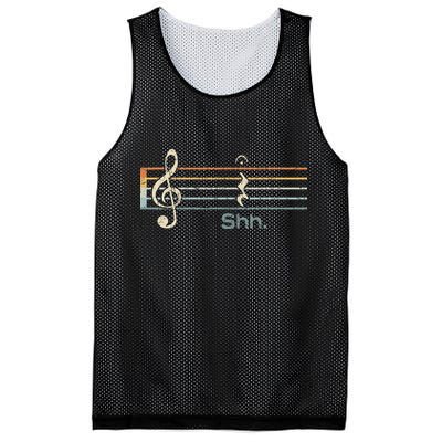 Funny Music Shh Quarter Rest And Fermata Notation Musician Mesh Reversible Basketball Jersey Tank