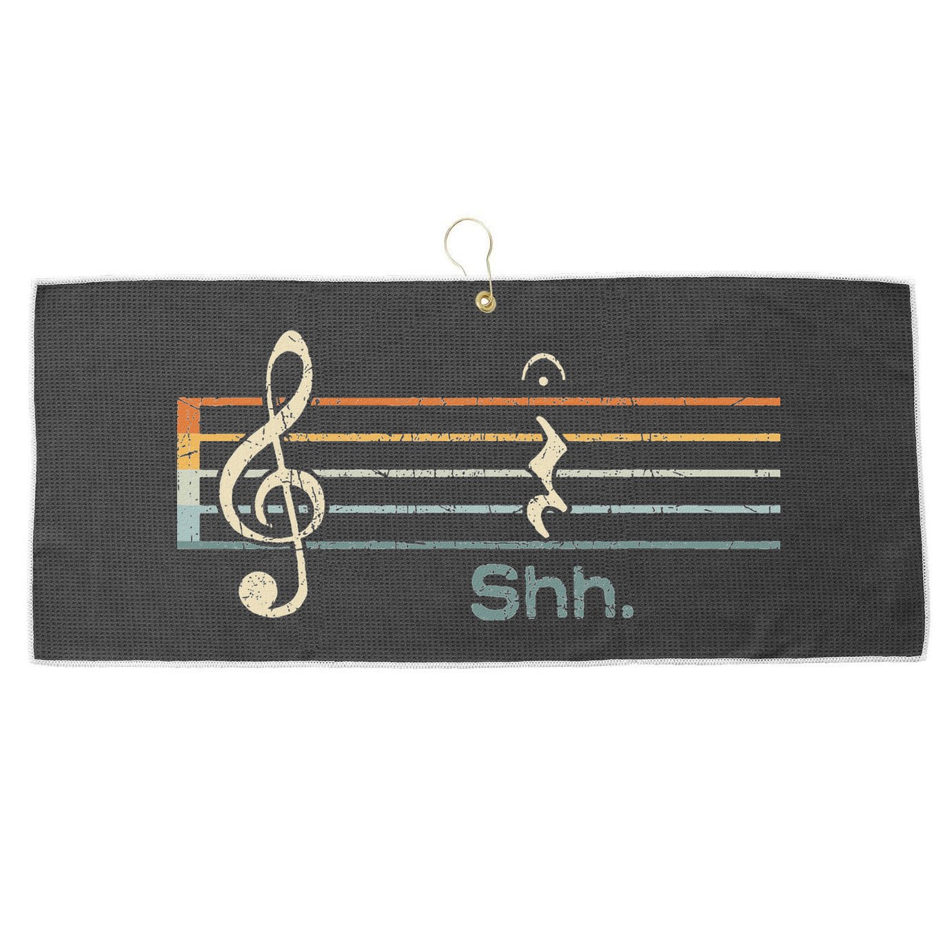 Funny Music Shh Quarter Rest And Fermata Notation Musician Large Microfiber Waffle Golf Towel