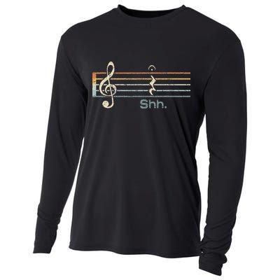 Funny Music Shh Quarter Rest And Fermata Notation Musician Cooling Performance Long Sleeve Crew