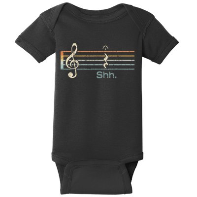Funny Music Shh Quarter Rest And Fermata Notation Musician Baby Bodysuit