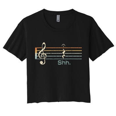 Funny Music Shh Quarter Rest And Fermata Notation Musician Crop Top