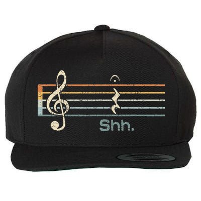 Funny Music Shh Quarter Rest And Fermata Notation Musician Wool Snapback Cap