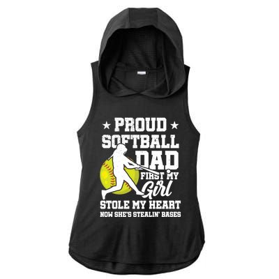 First My Stole My Heart Proud Softball Dad Fathers Day Gift Ladies PosiCharge Tri-Blend Wicking Draft Hoodie Tank