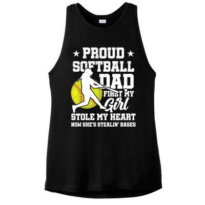 First My Stole My Heart Proud Softball Dad Fathers Day Gift Ladies PosiCharge Tri-Blend Wicking Tank