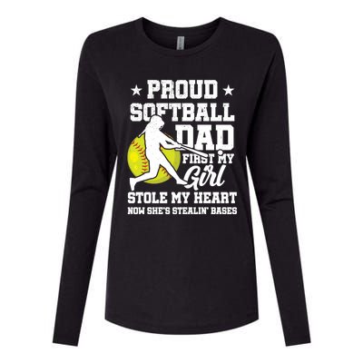 First My Stole My Heart Proud Softball Dad Fathers Day Gift Womens Cotton Relaxed Long Sleeve T-Shirt