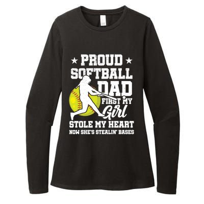 First My Stole My Heart Proud Softball Dad Fathers Day Gift Womens CVC Long Sleeve Shirt