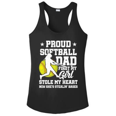 First My Stole My Heart Proud Softball Dad Fathers Day Gift Ladies PosiCharge Competitor Racerback Tank