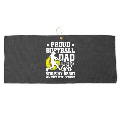 First My Stole My Heart Proud Softball Dad Fathers Day Gift Large Microfiber Waffle Golf Towel