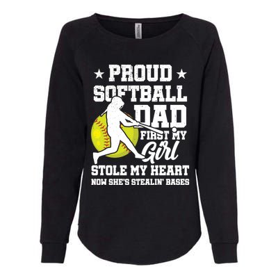 First My Stole My Heart Proud Softball Dad Fathers Day Gift Womens California Wash Sweatshirt