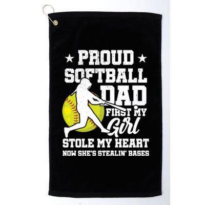 First My Stole My Heart Proud Softball Dad Fathers Day Gift Platinum Collection Golf Towel