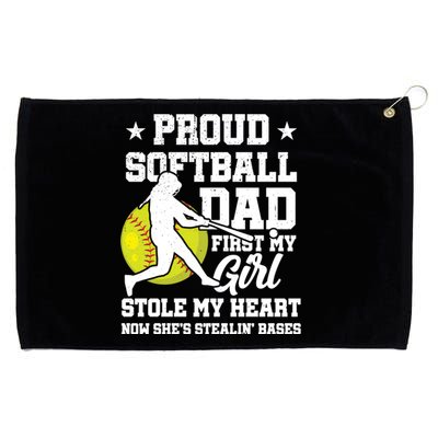 First My Stole My Heart Proud Softball Dad Fathers Day Gift Grommeted Golf Towel