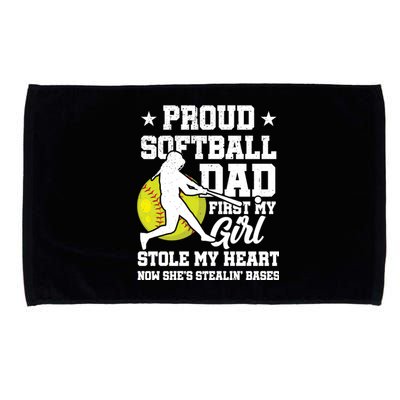 First My Stole My Heart Proud Softball Dad Fathers Day Gift Microfiber Hand Towel