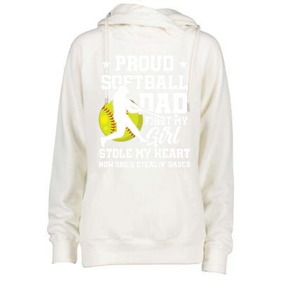 First My Stole My Heart Proud Softball Dad Fathers Day Gift Womens Funnel Neck Pullover Hood