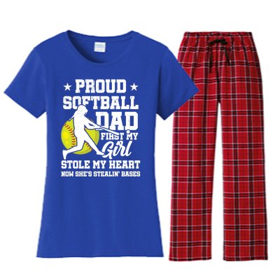 First My Stole My Heart Proud Softball Dad Fathers Day Gift Women's Flannel Pajama Set