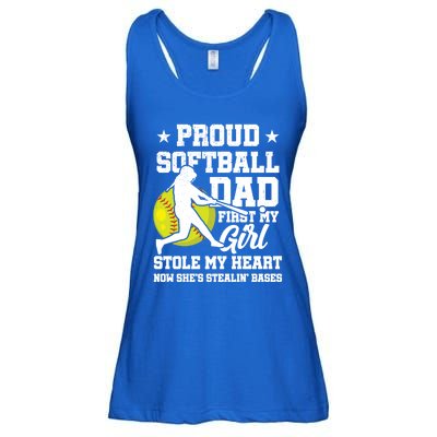 First My Stole My Heart Proud Softball Dad Fathers Day Gift Ladies Essential Flowy Tank