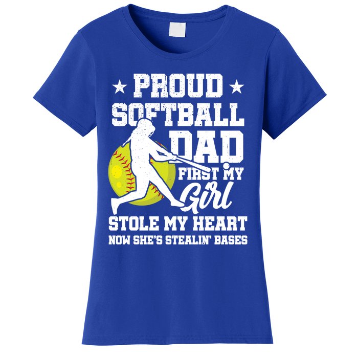 First My Stole My Heart Proud Softball Dad Fathers Day Gift Women's T-Shirt