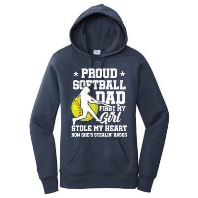 First My Stole My Heart Proud Softball Dad Fathers Day Gift Women's Pullover Hoodie