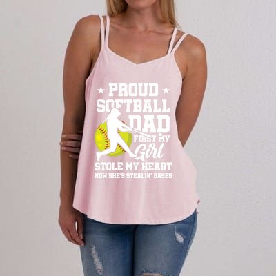 First My Stole My Heart Proud Softball Dad Fathers Day Gift Women's Strappy Tank