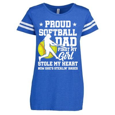 First My Stole My Heart Proud Softball Dad Fathers Day Gift Enza Ladies Jersey Football T-Shirt