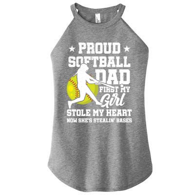 First My Stole My Heart Proud Softball Dad Fathers Day Gift Women’s Perfect Tri Rocker Tank