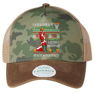 Funny Merry Swishmas Christmas Santa Playing Basketball Legacy Tie Dye Trucker Hat