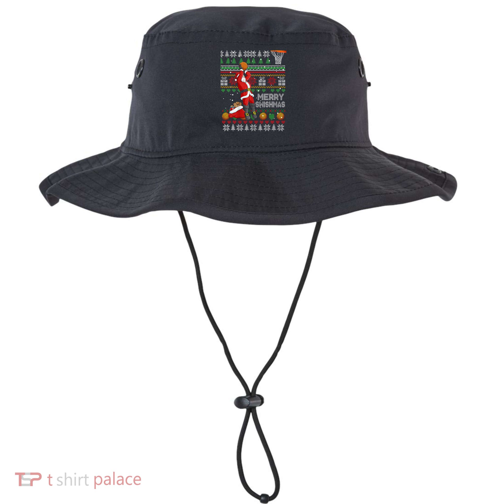 Funny Merry Swishmas Christmas Santa Playing Basketball Bucket Hat