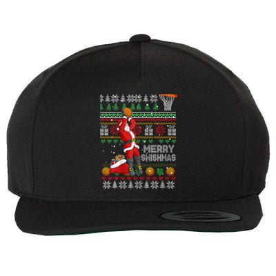 Funny Merry Swishmas Christmas Santa Playing Basketball Wool Snapback Cap