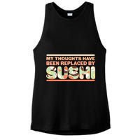 Funny My Thoughts Have Been Replaced By Sushi Ladies PosiCharge Tri-Blend Wicking Tank