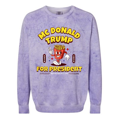 Funny Mcdonald Trump For President 2024 French Fries Colorblast Crewneck Sweatshirt