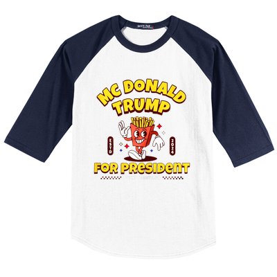 Funny Mcdonald Trump For President 2024 French Fries Baseball Sleeve Shirt