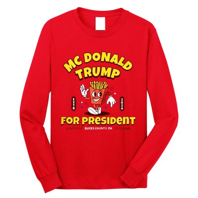 Funny Mcdonald Trump For President 2024 French Fries Long Sleeve Shirt