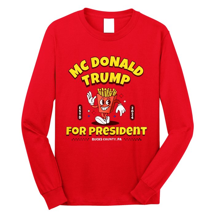 Funny Mcdonald Trump For President 2024 French Fries Long Sleeve Shirt