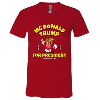 Funny Mcdonald Trump For President 2024 French Fries V-Neck T-Shirt