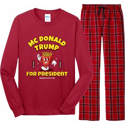 Funny Mcdonald Trump For President 2024 French Fries Long Sleeve Pajama Set