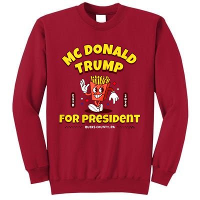 Funny Mcdonald Trump For President 2024 French Fries Tall Sweatshirt