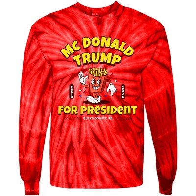 Funny Mcdonald Trump For President 2024 French Fries Tie-Dye Long Sleeve Shirt