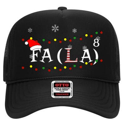 Funny Math Teacher Student Christmas Math Fa La Xmas 2021 High Crown Mesh Back Trucker Hat