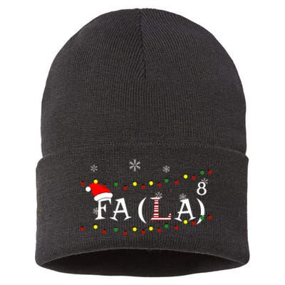 Funny Math Teacher Student Christmas Math Fa La Xmas 2021 Sustainable Knit Beanie