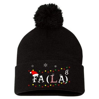 Funny Math Teacher Student Christmas Math Fa La Xmas 2021 Pom Pom 12in Knit Beanie