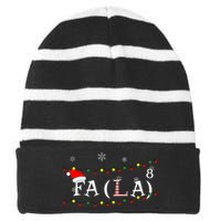 Funny Math Teacher Student Christmas Math Fa La Xmas 2021 Striped Beanie with Solid Band