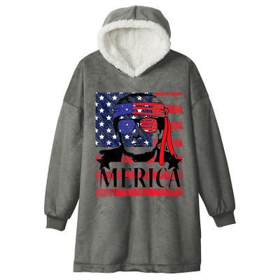 Funny Merica Trump 4th Of July Hooded Wearable Blanket