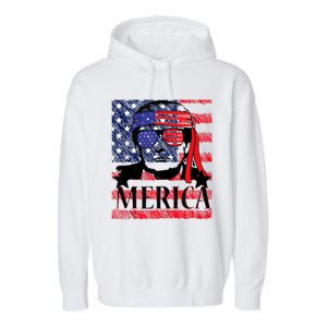 Funny Merica Trump 4th Of July Garment-Dyed Fleece Hoodie