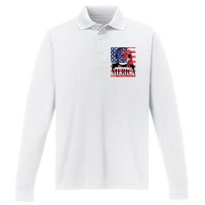 Funny Merica Trump 4th Of July Performance Long Sleeve Polo