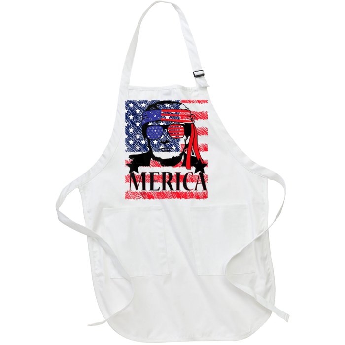 Funny Merica Trump 4th Of July Full-Length Apron With Pockets