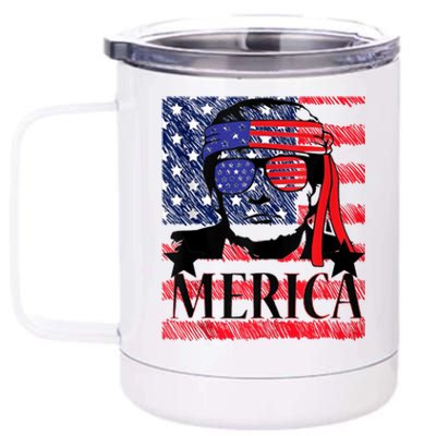 Funny Merica Trump 4th Of July 12 oz Stainless Steel Tumbler Cup