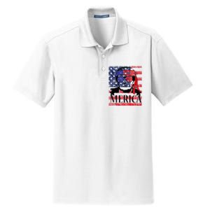 Funny Merica Trump 4th Of July Dry Zone Grid Polo