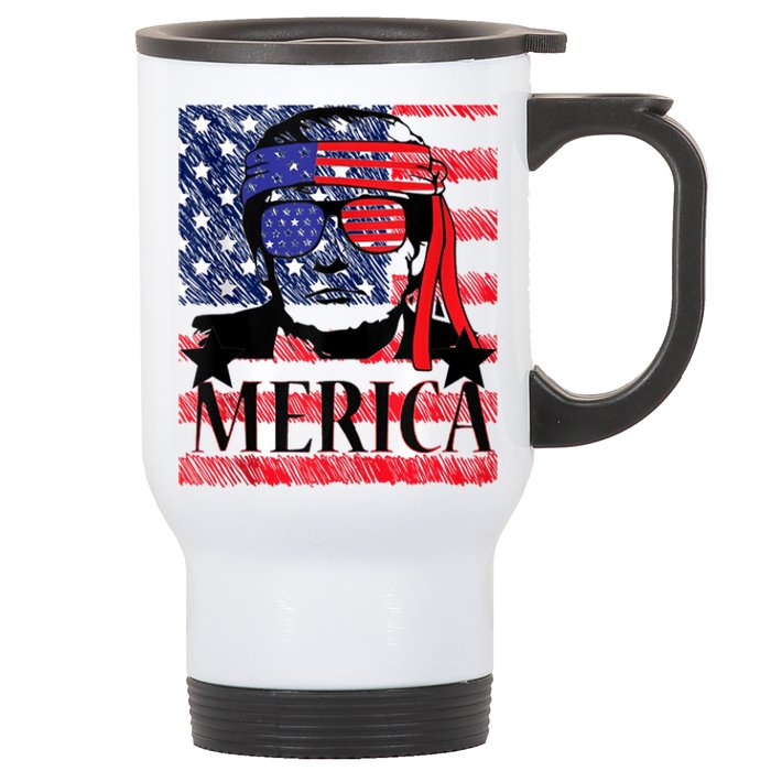 Funny Merica Trump 4th Of July Stainless Steel Travel Mug