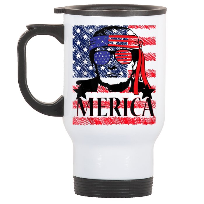 Funny Merica Trump 4th Of July Stainless Steel Travel Mug