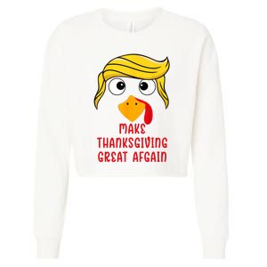 Funny Make Thanksgiving Great Again Trump Turkey Cropped Pullover Crew